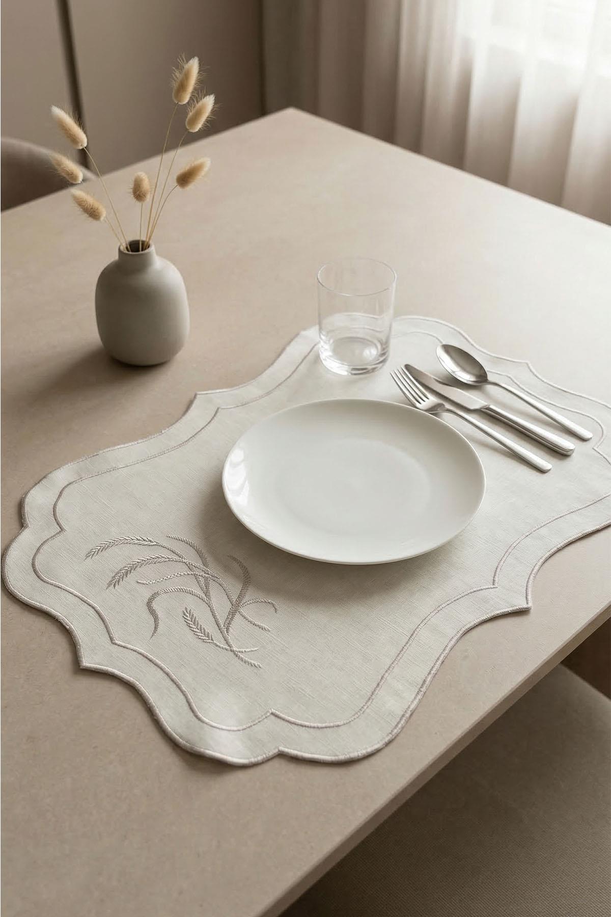 Wheat Embroidered Stain-Resistant & Non-Iron Placemat (35 x 50 cm)