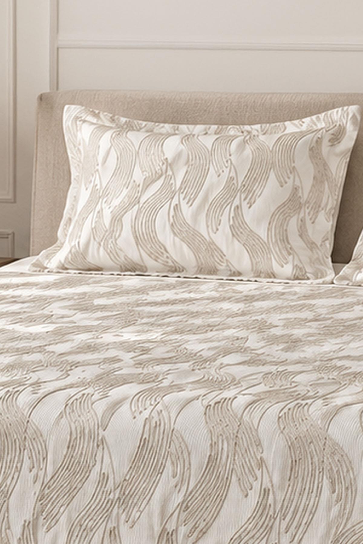 Calvina Feather-Embroidered Double Bedspread