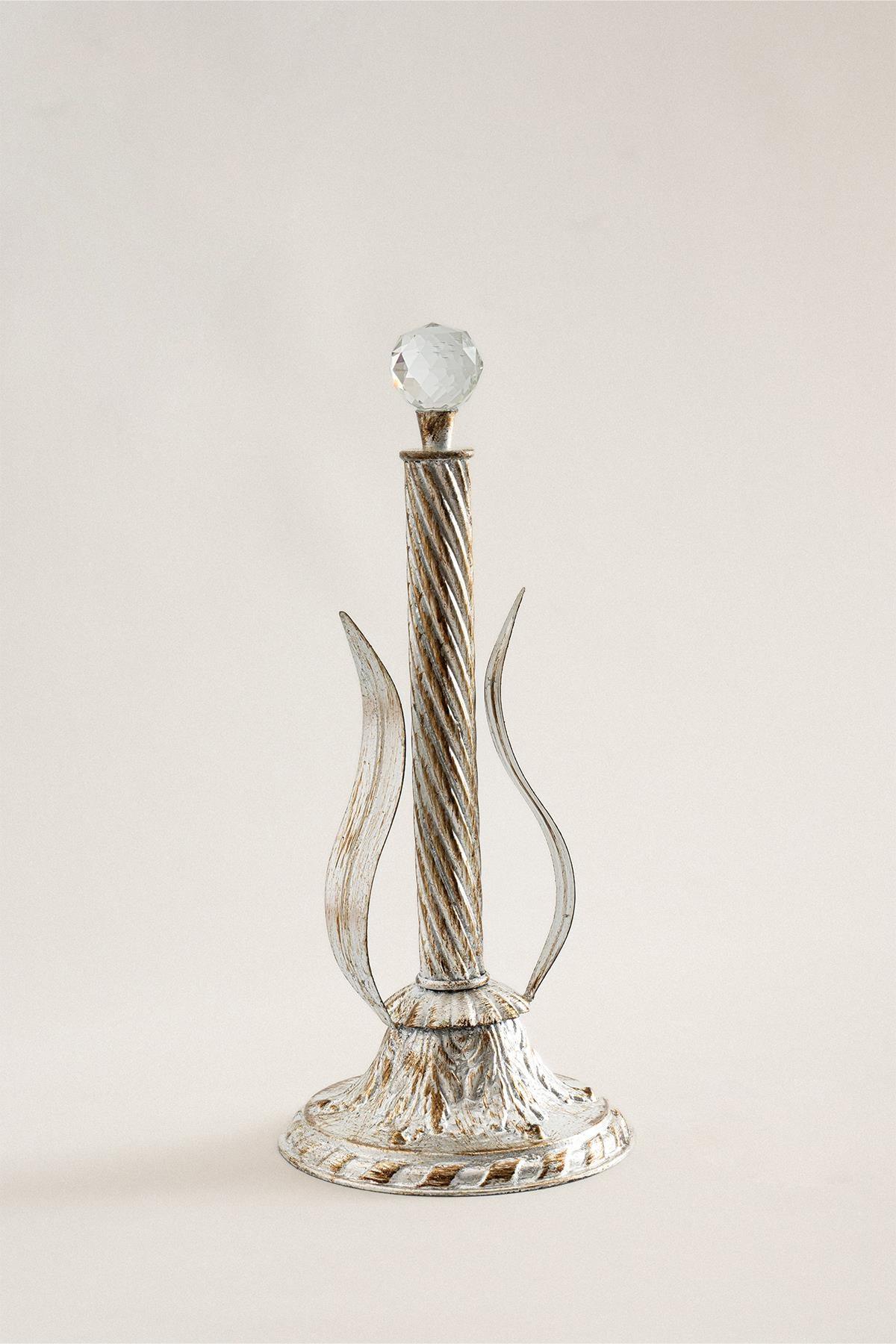 Porte-essuie-tout en papier Crystal avec détails en feuille d'argent - Nazik Home - De la valeur pour mon foyer !