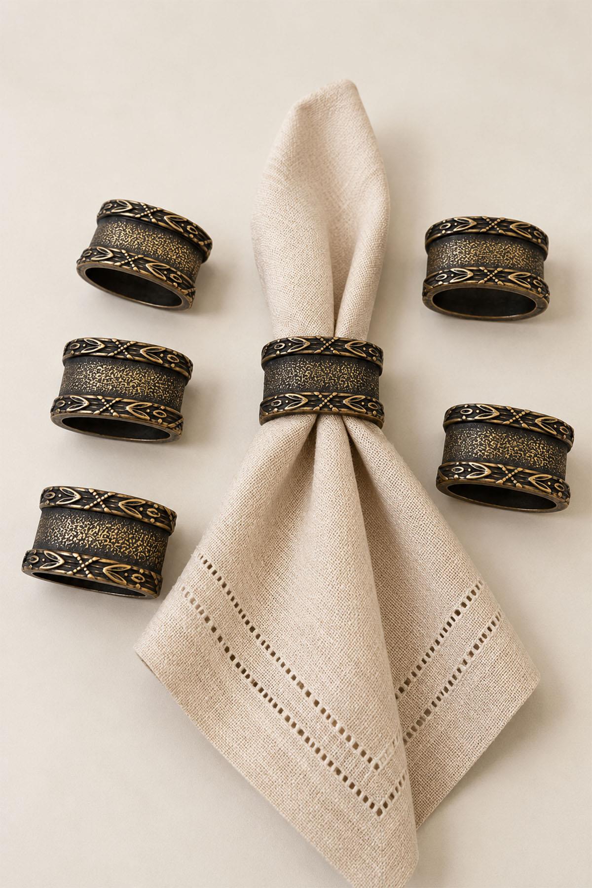 Sierra Vintage Detail, ensemble de 6 porte-serviettes à anneaux