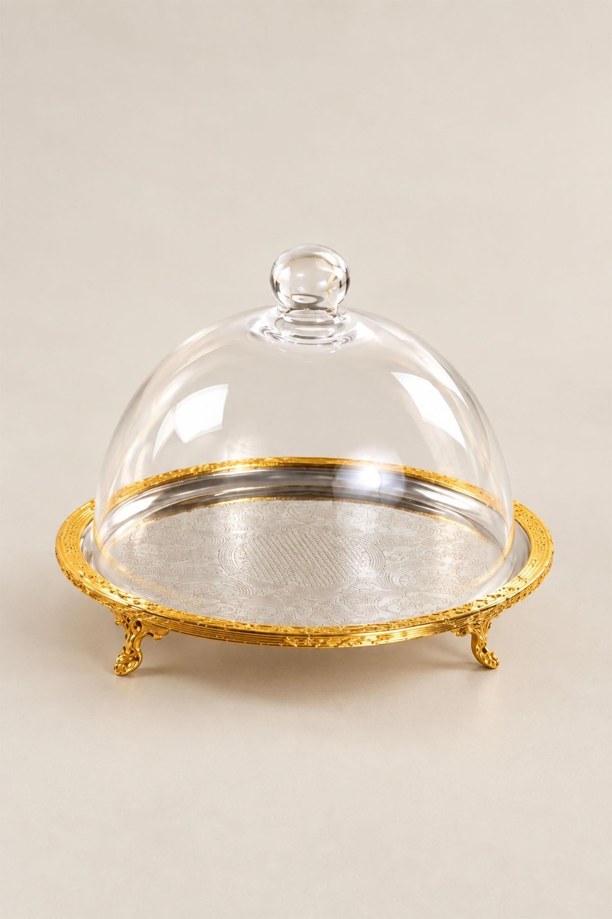 Plateau de service Kessa Gold avec couvercle détaillé (30 cm)