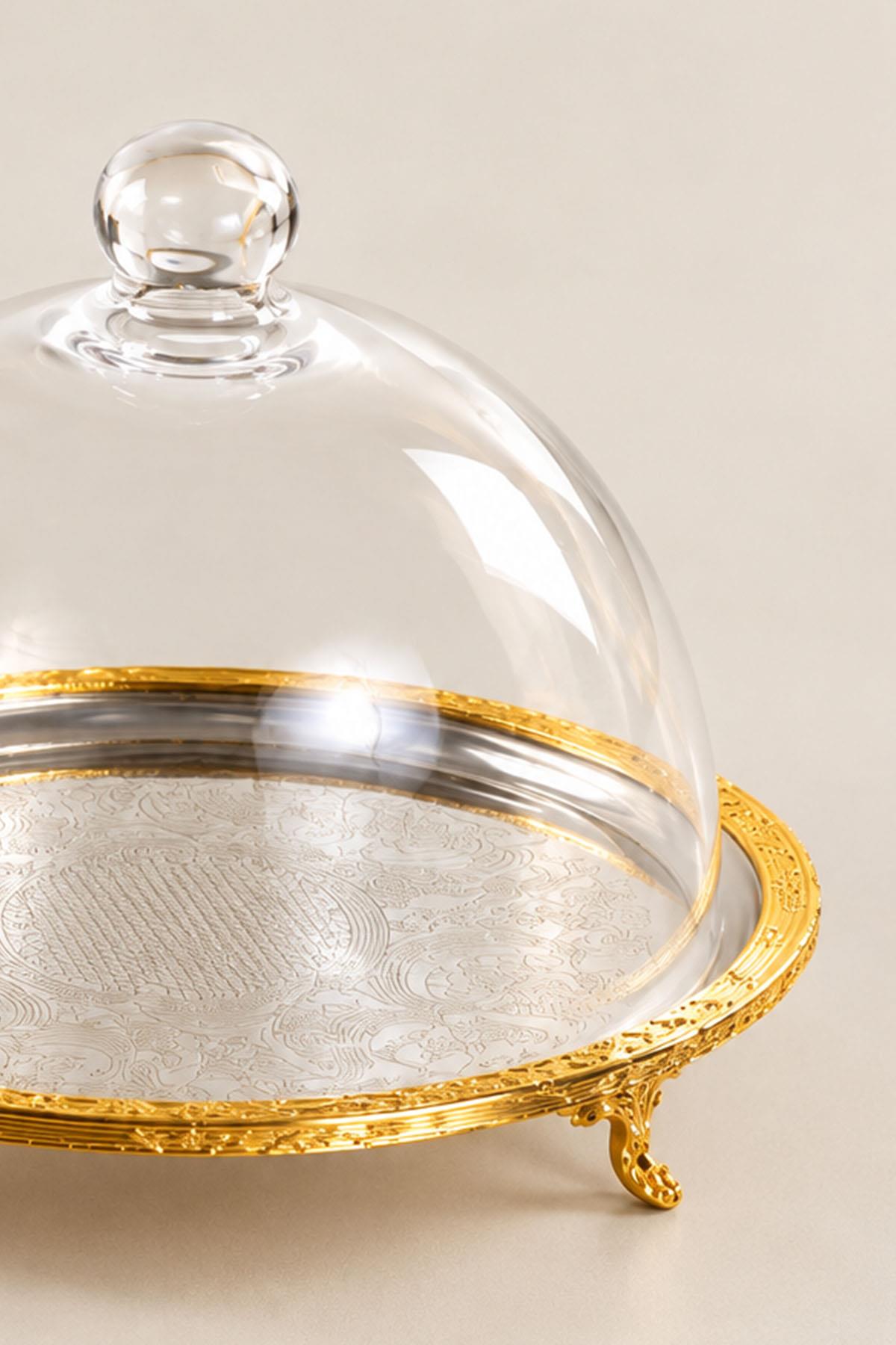 Plateau de service Kessa Gold avec couvercle détaillé (30 cm)