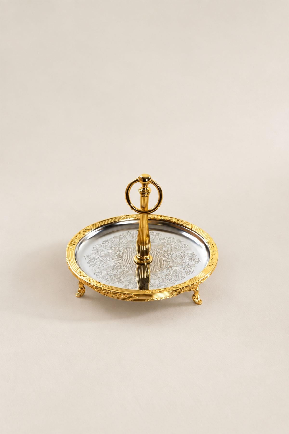 Plateau de service Kessa avec poignées à détails dorés (19 cm)