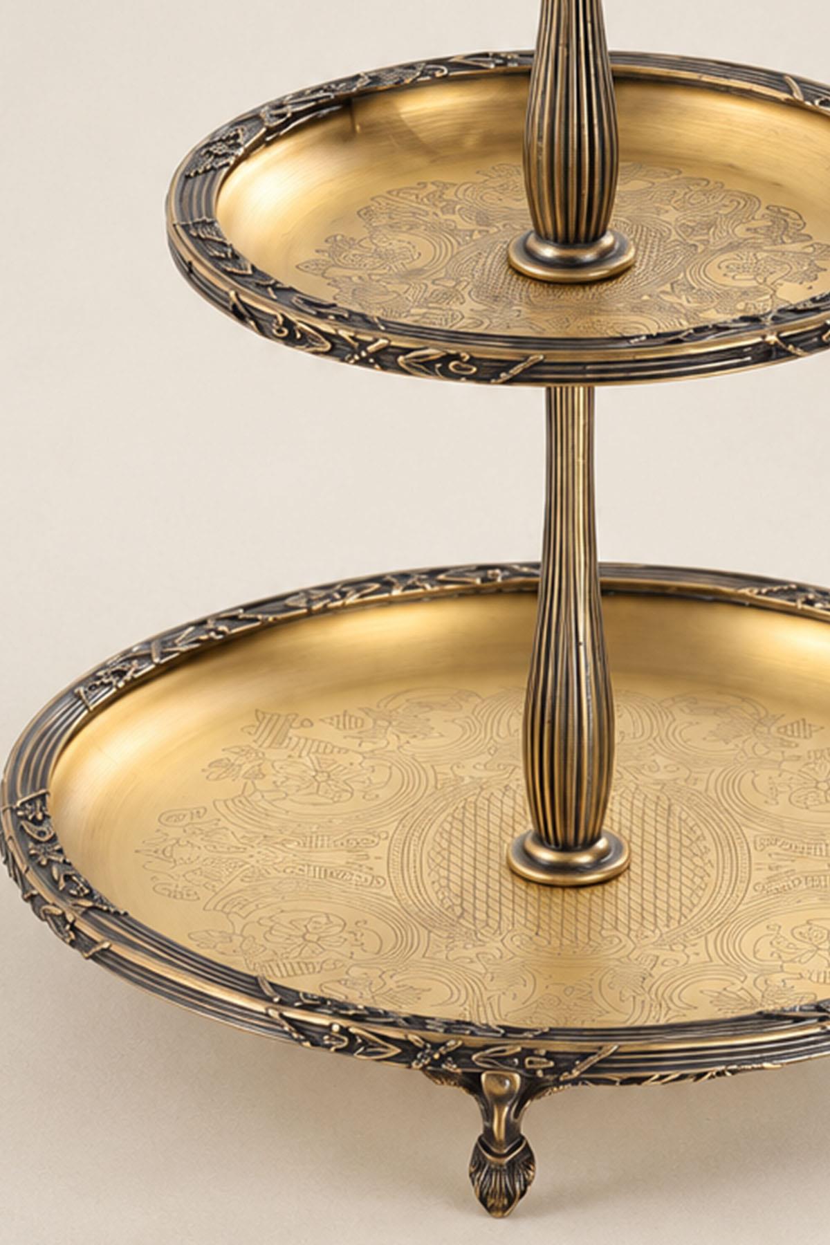 Kessa Vintage Detail Plat de service à 2 étages (22-15 cm)