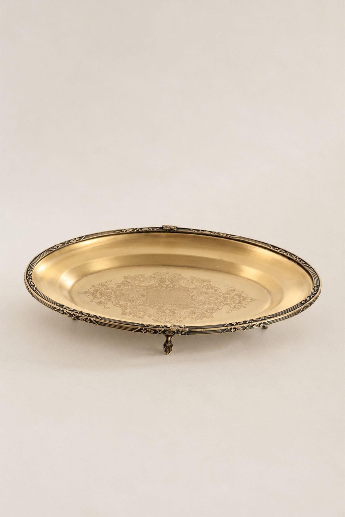 Plateau de service ovale Kessa à détails antiques (38 cm)