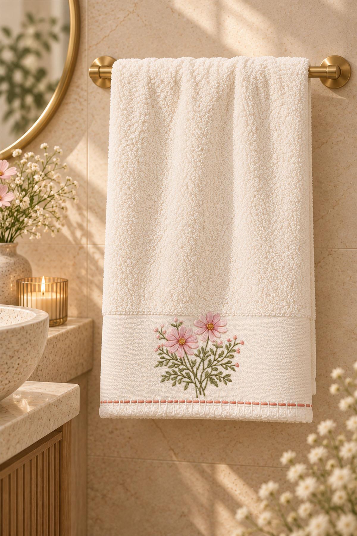 Fiorella Flower Embroidered Face Towel (50 x 90 cm)