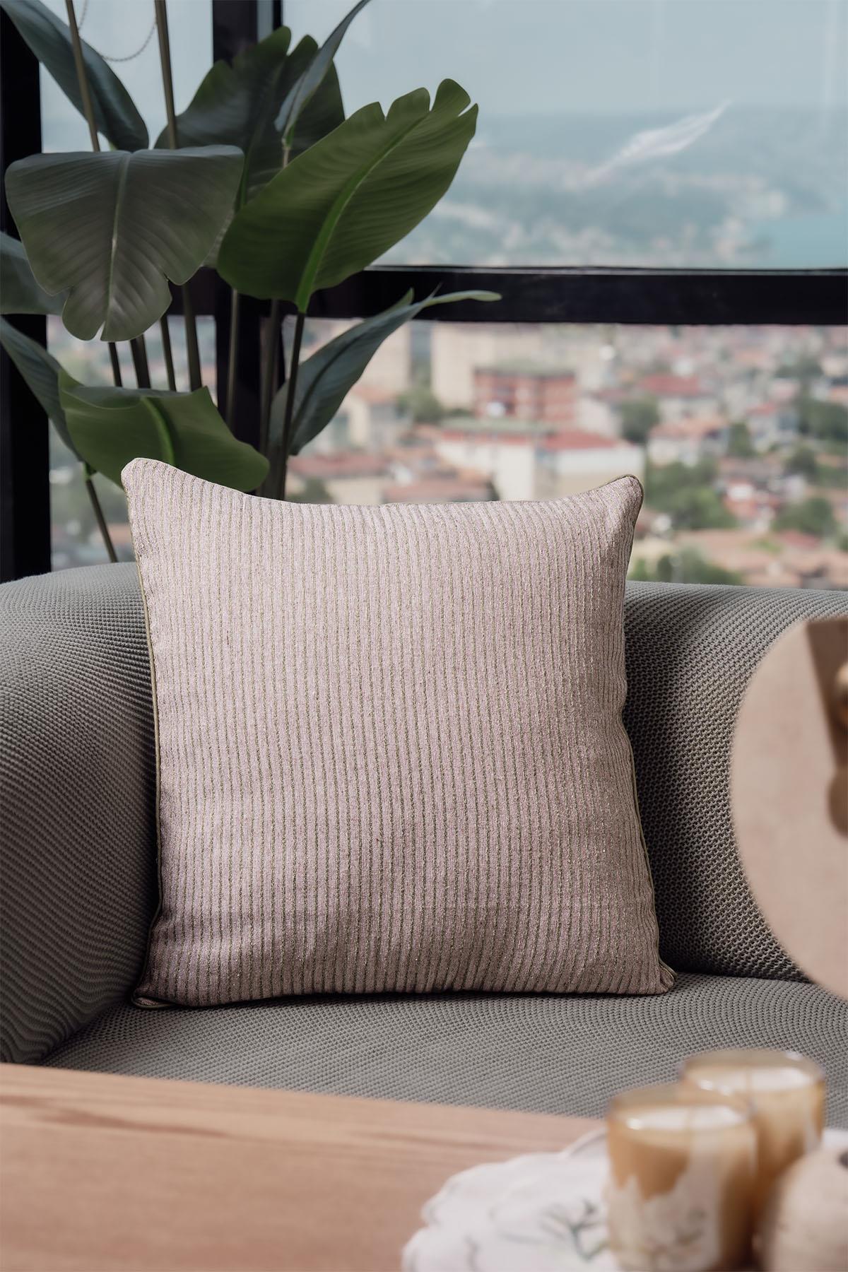 Loris Striped Pillow Cover with Piping Detail (45 x 45 cm)