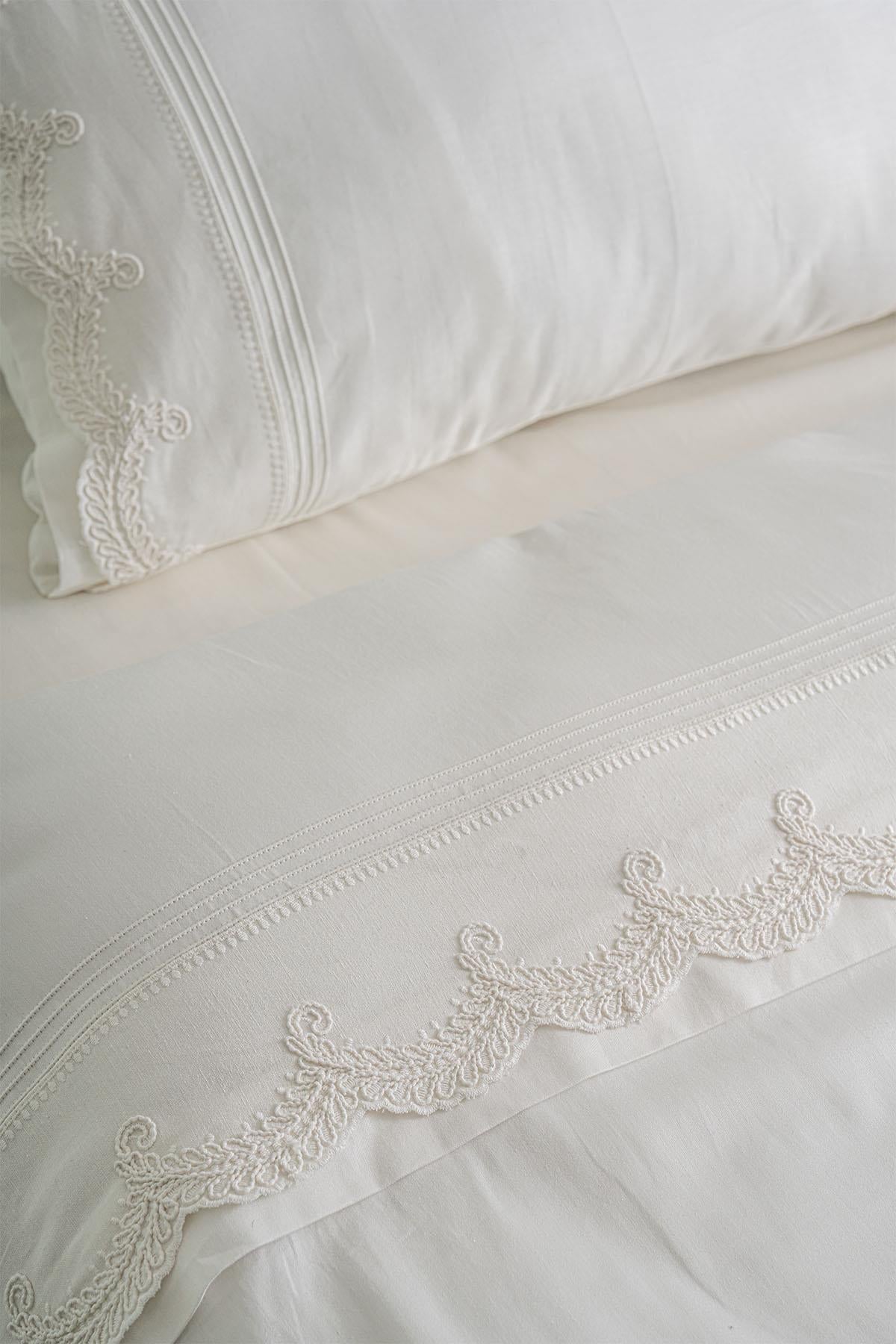 Ensemble de housse de couette 6 pièces Ramos en satin de coton brodé, taille super king