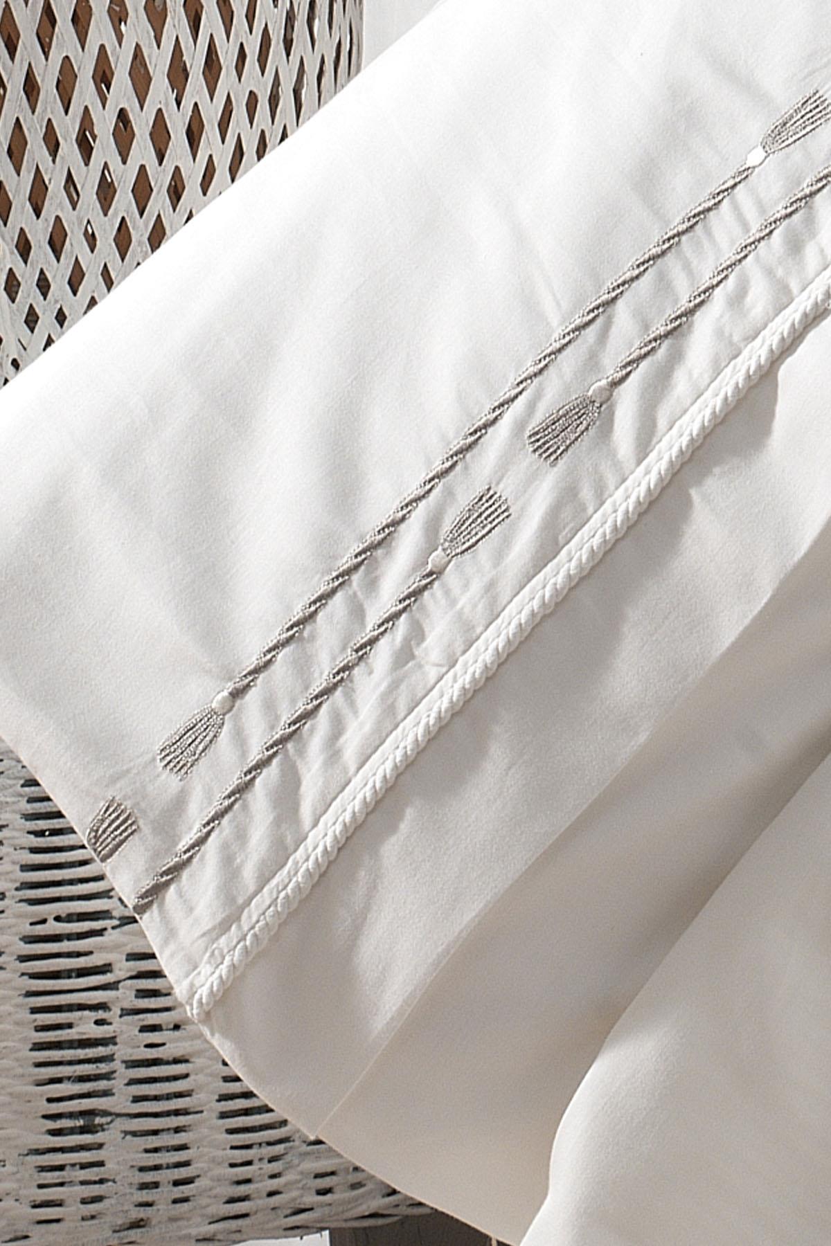 Ensemble de housse de couette 6 pièces Rom en satin de coton brodé, taille super king.