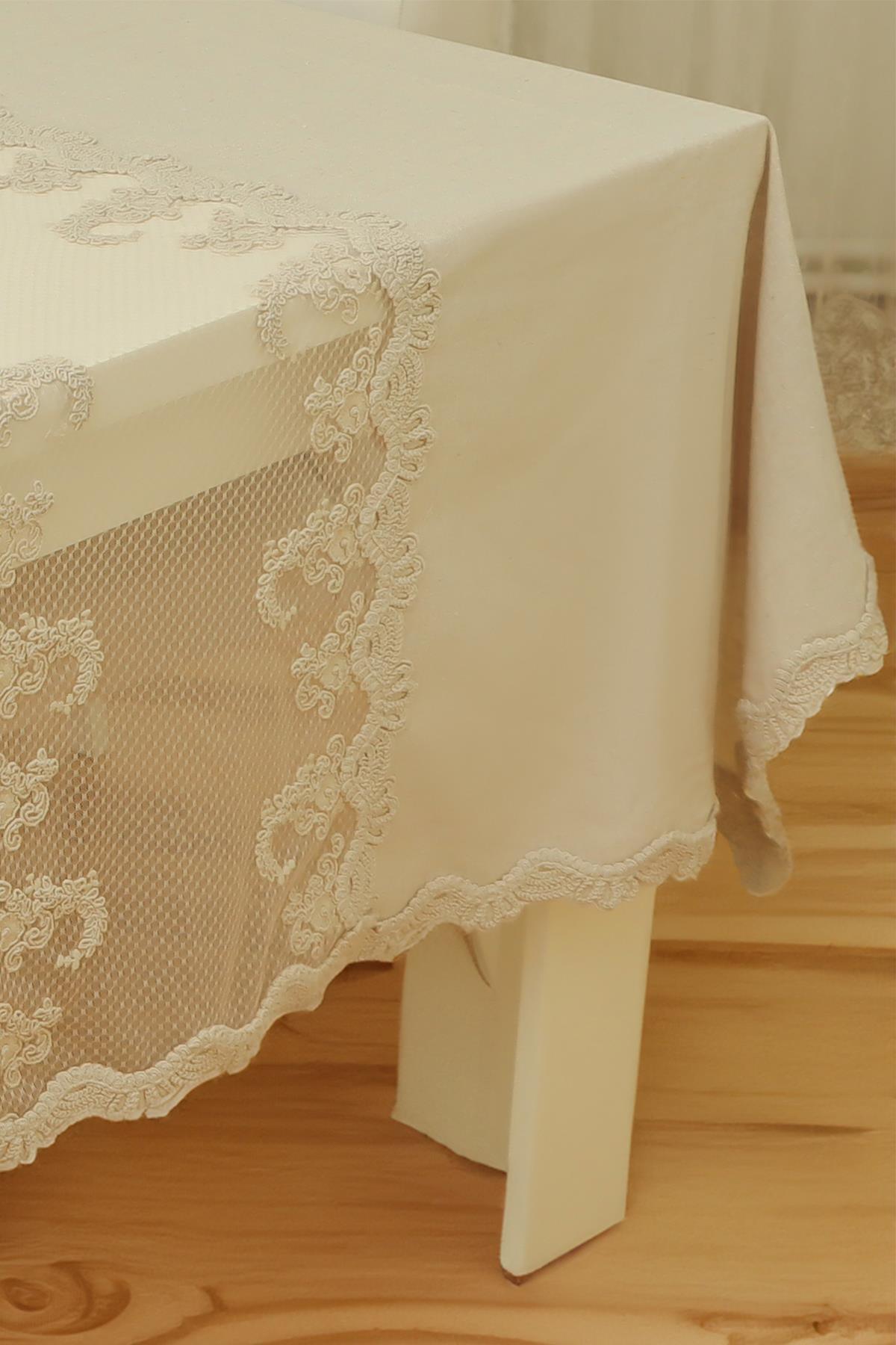 Nappe de table crème en dentelle, pour table rectangulaire, design chic et élégant