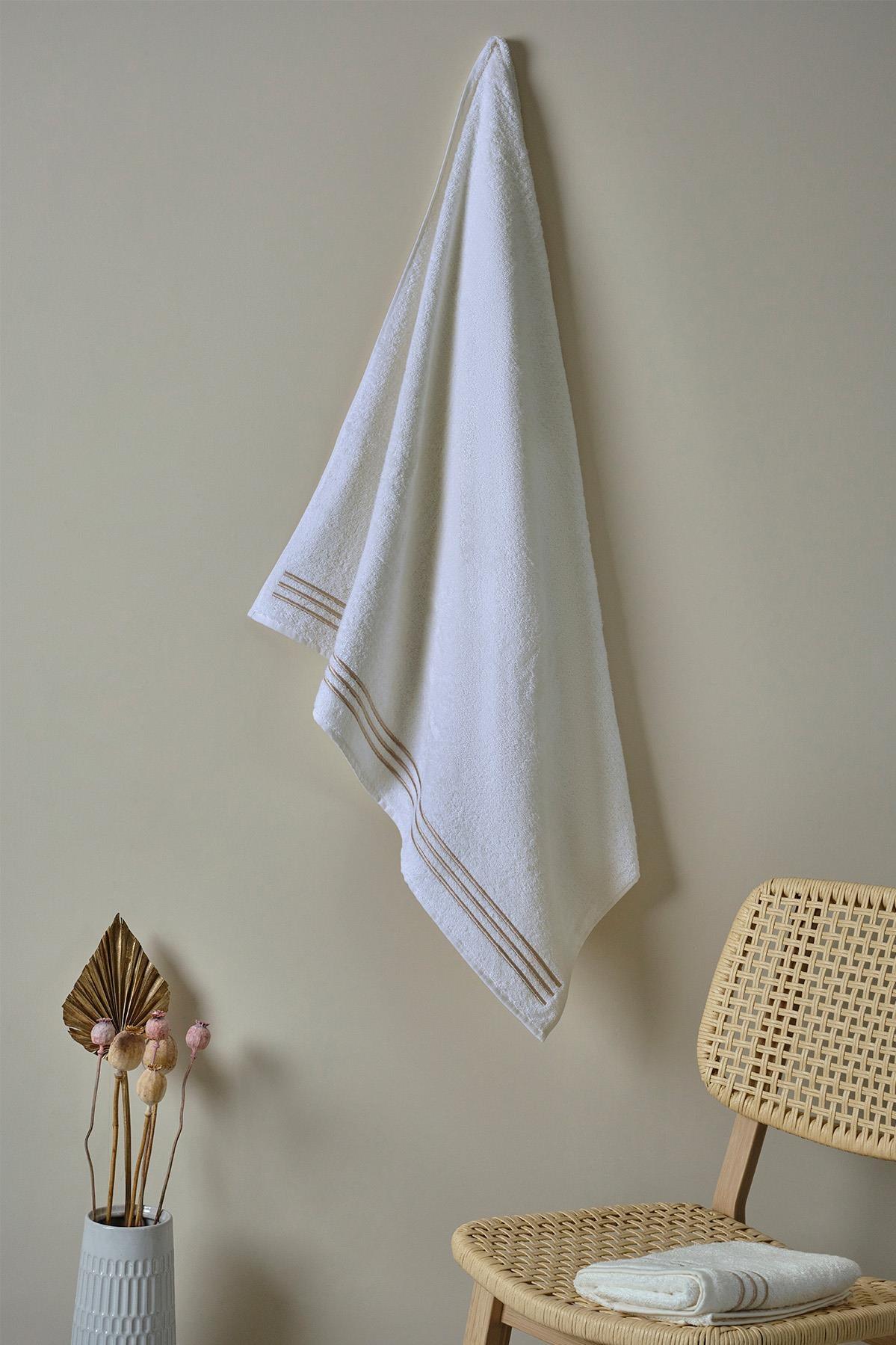 Serviette de visage brodée Zen Çizgi (50 x 90 cm) - Nazik Home - De la valeur pour mon foyer !