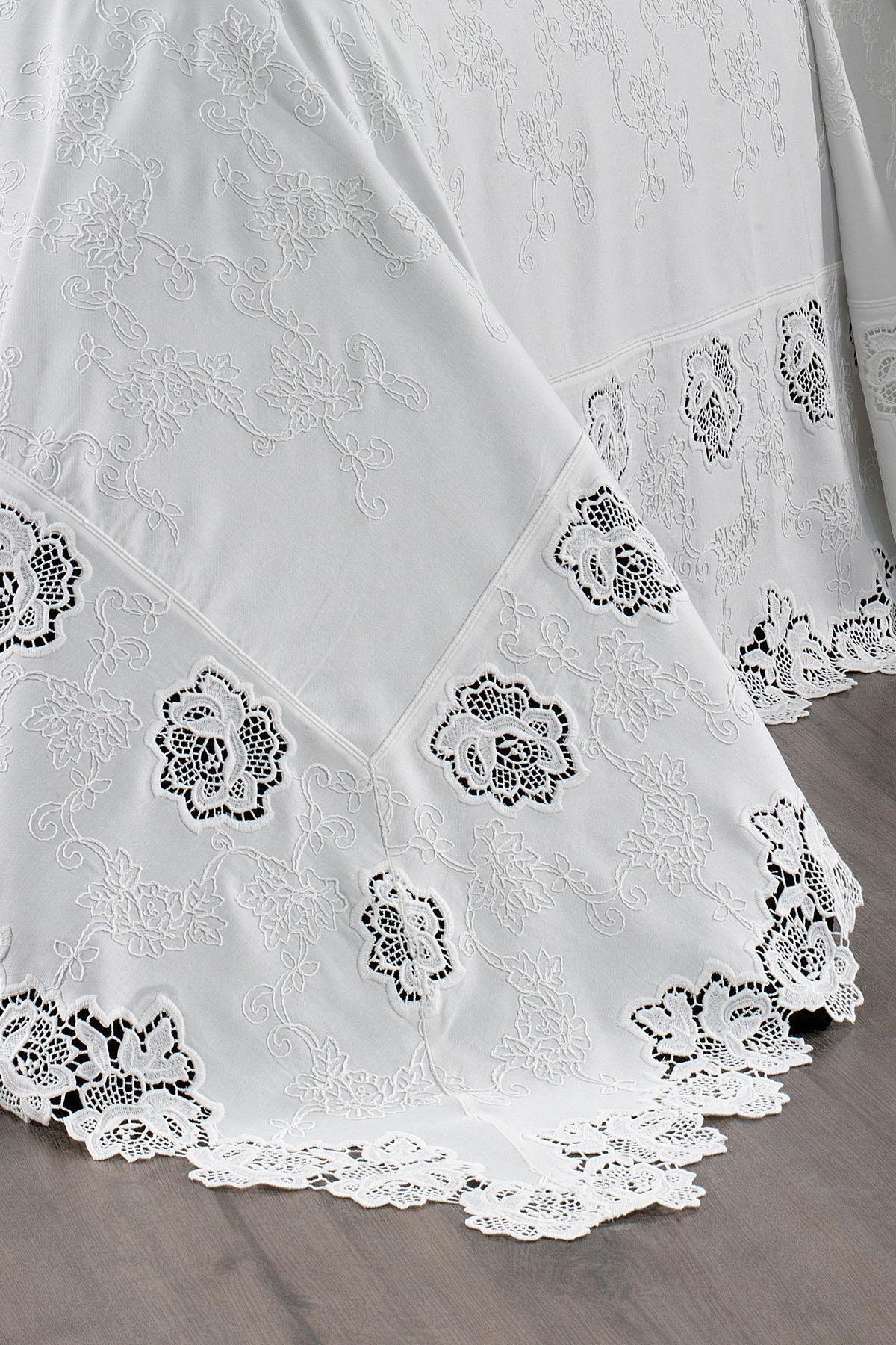 Astena Floral Embroidered King Size 7-Piece Duvet Cover + Quilt Set