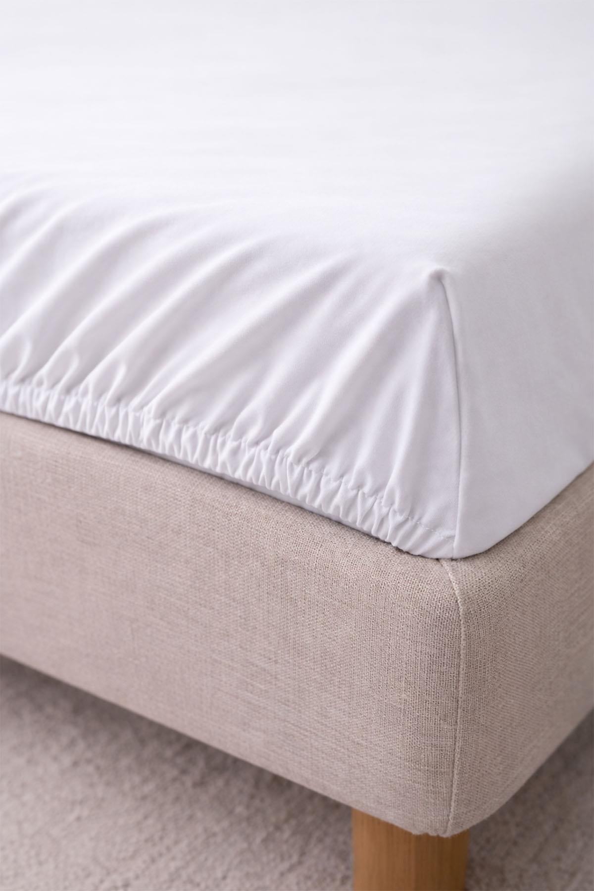 Drap-housse intégral en satin de coton basique pour lit double (160 x 200 cm)
