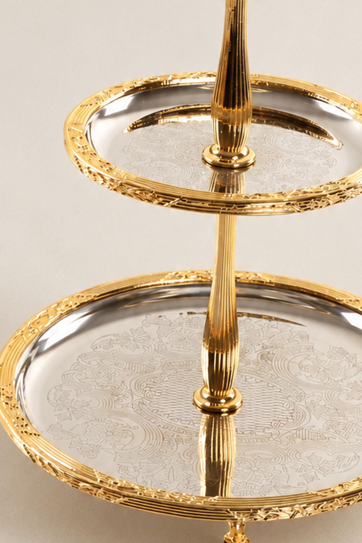 Plat de service à deux étages Kessa Gold (22-15 cm)