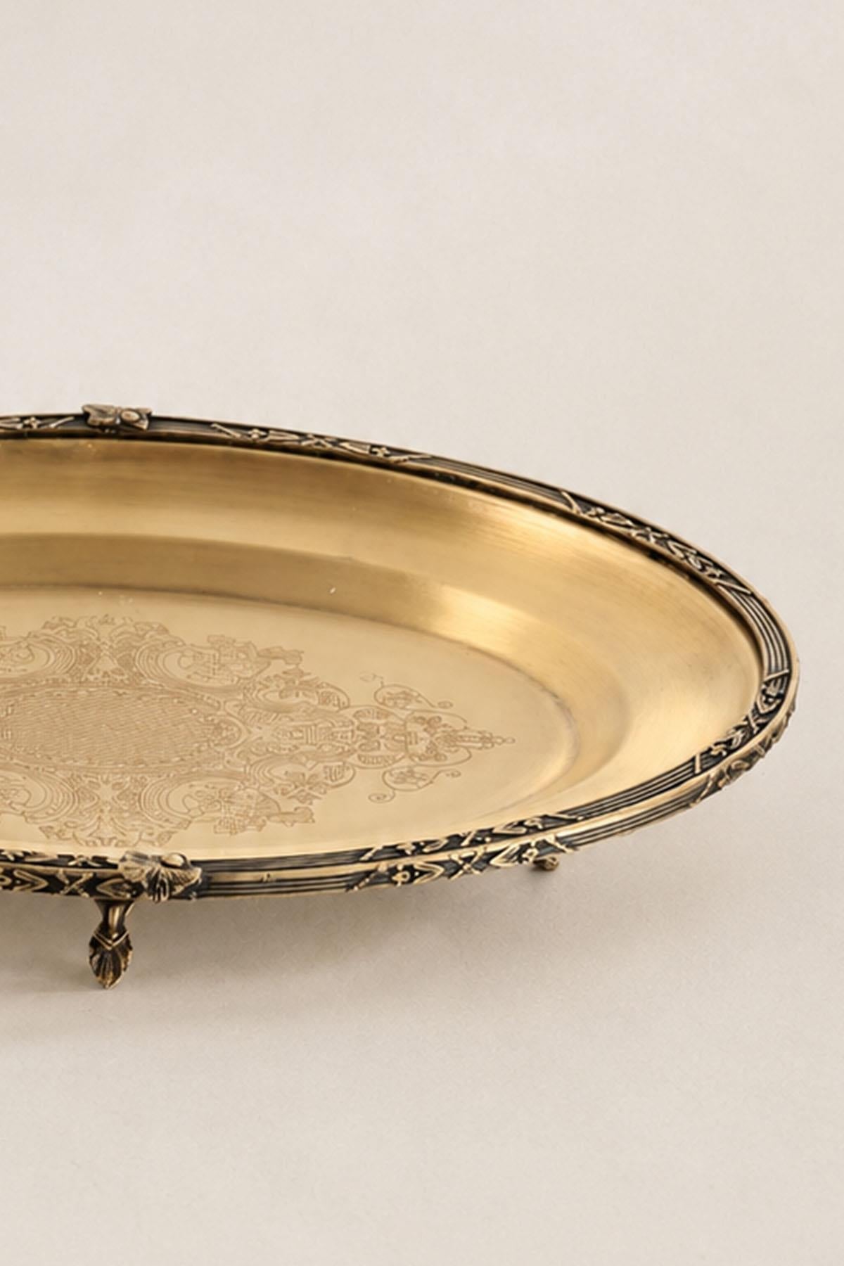 Plateau de service ovale Kessa à détails antiques (38 cm)