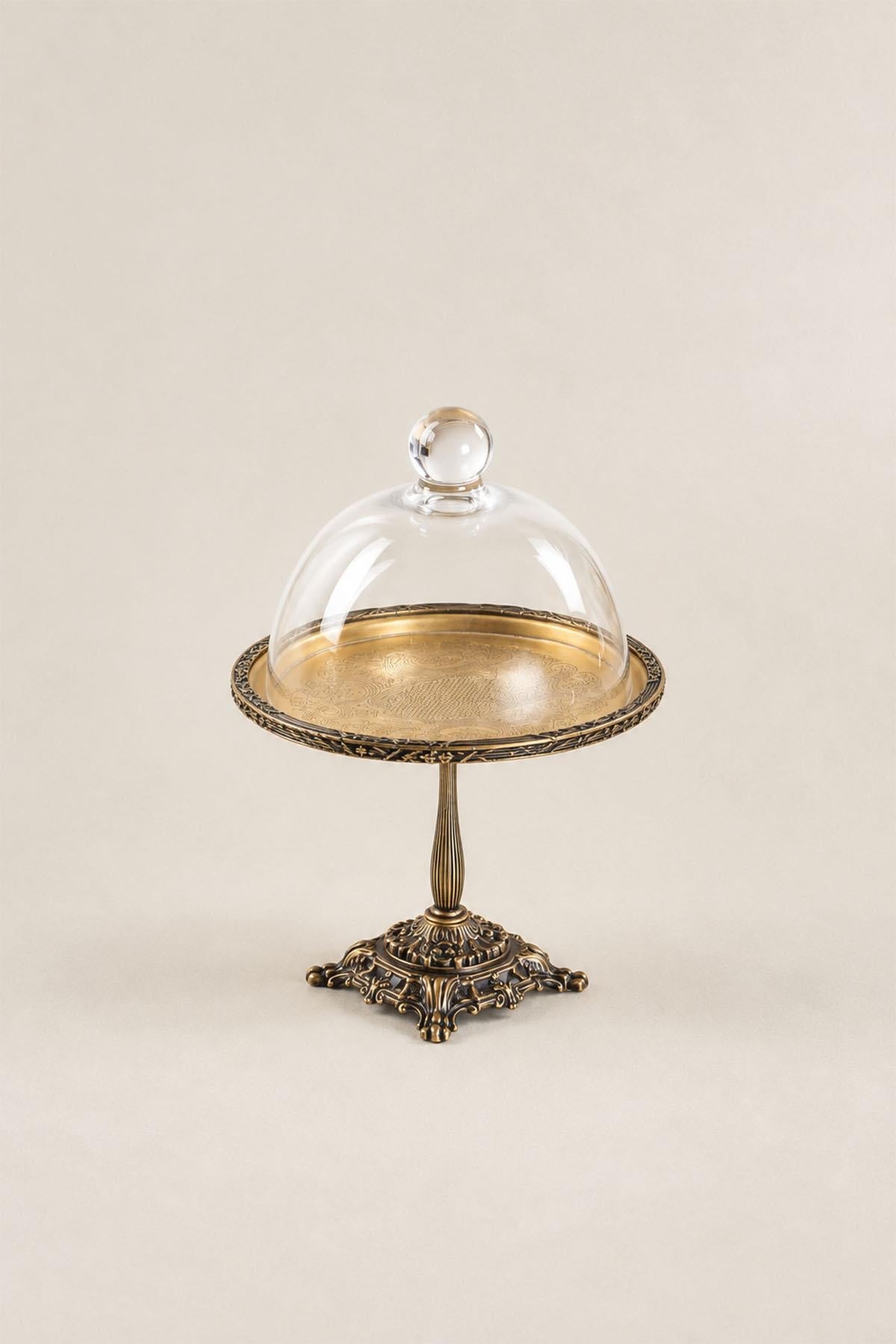 Plat de service en fonte Kessa à détails antiques avec pied et couvercle (15 cm)
