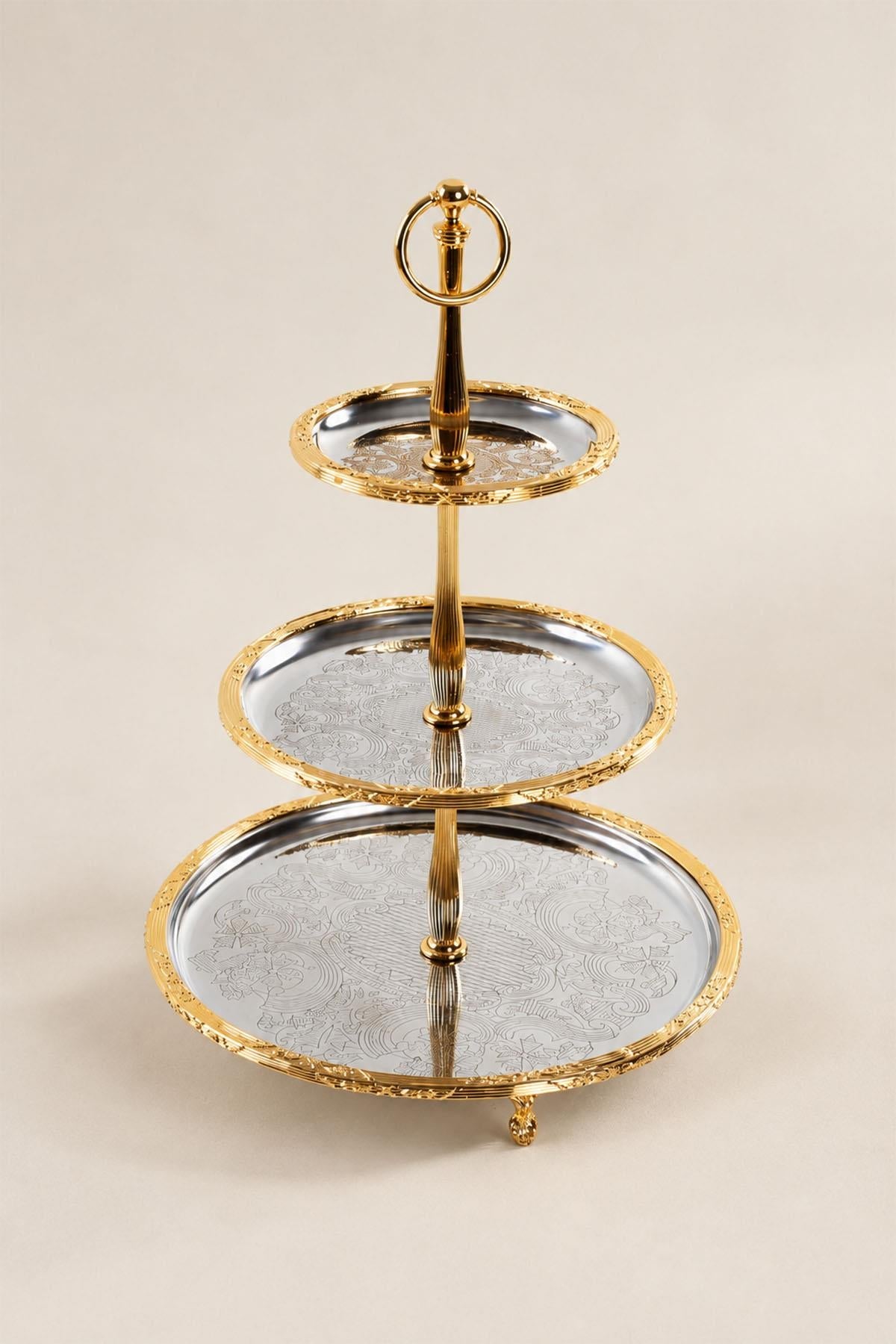 Plat de service à 3 étages Kessa Gold (15-22-30 cm)