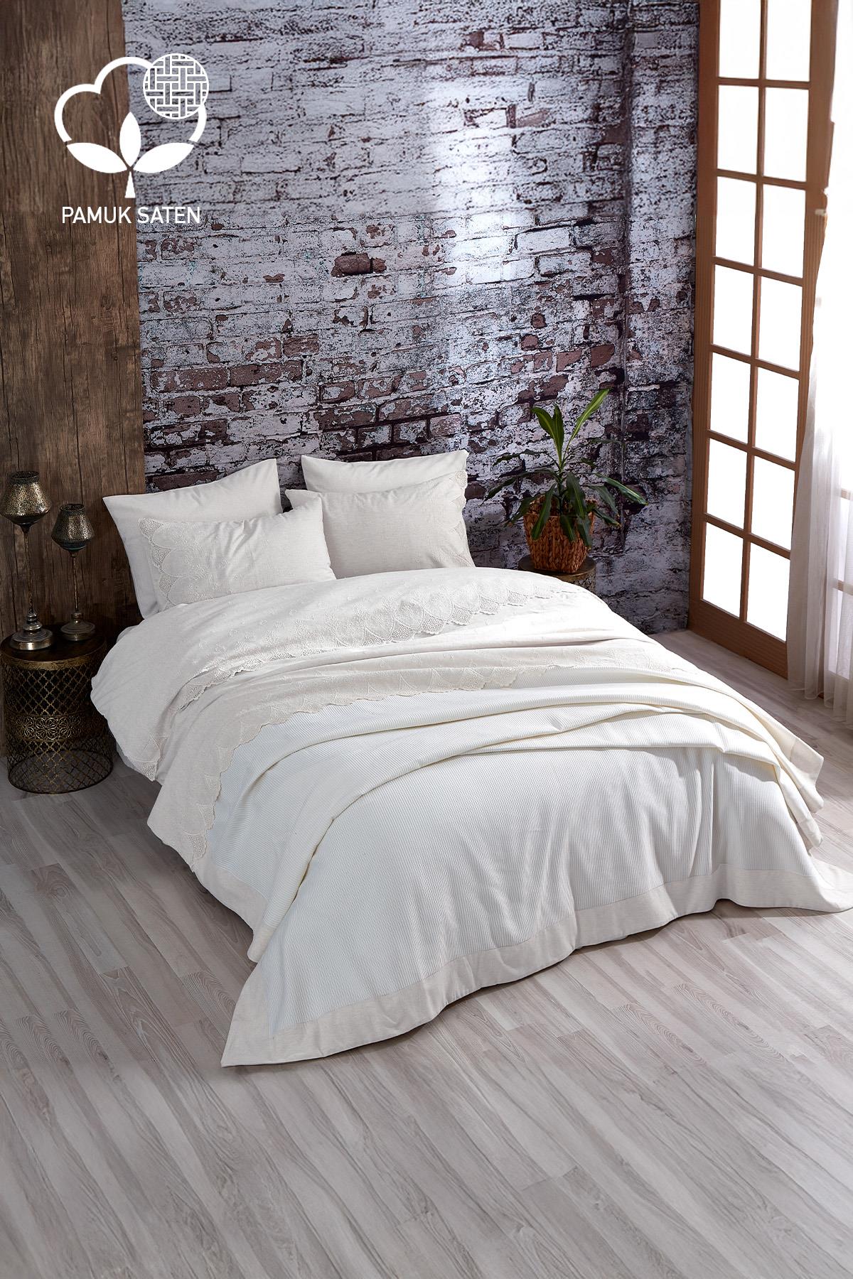 Emma Lace Double 7 Piece Duvet Cover + Blanket Set
