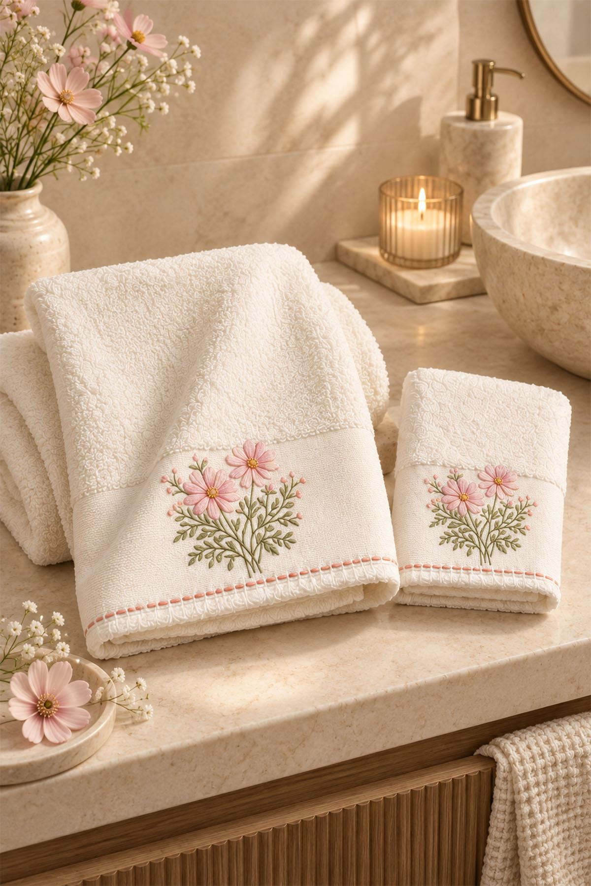 Fiorella Flower Embroidered Hand Towel (30 x 50 cm)