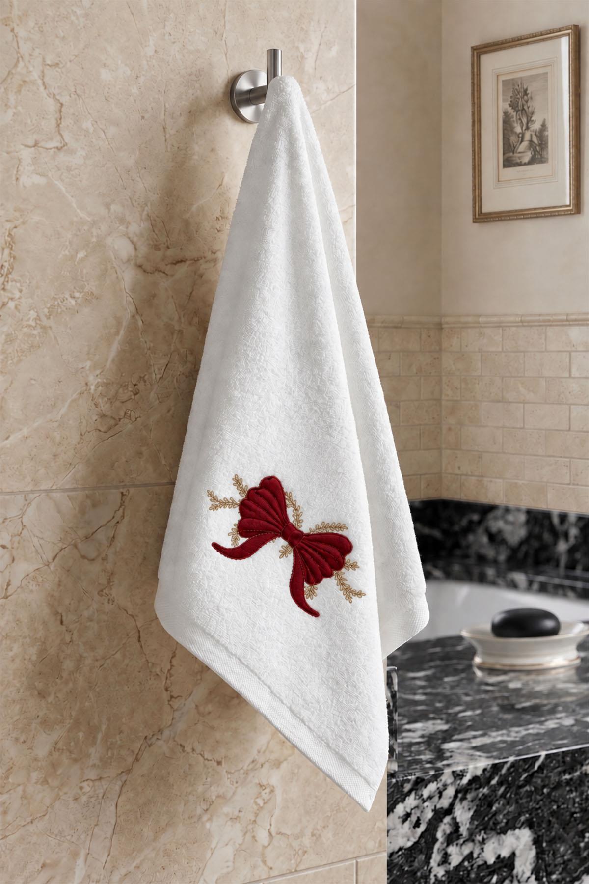 Hand Towel with Bow Embroidery (30 x 50 cm)