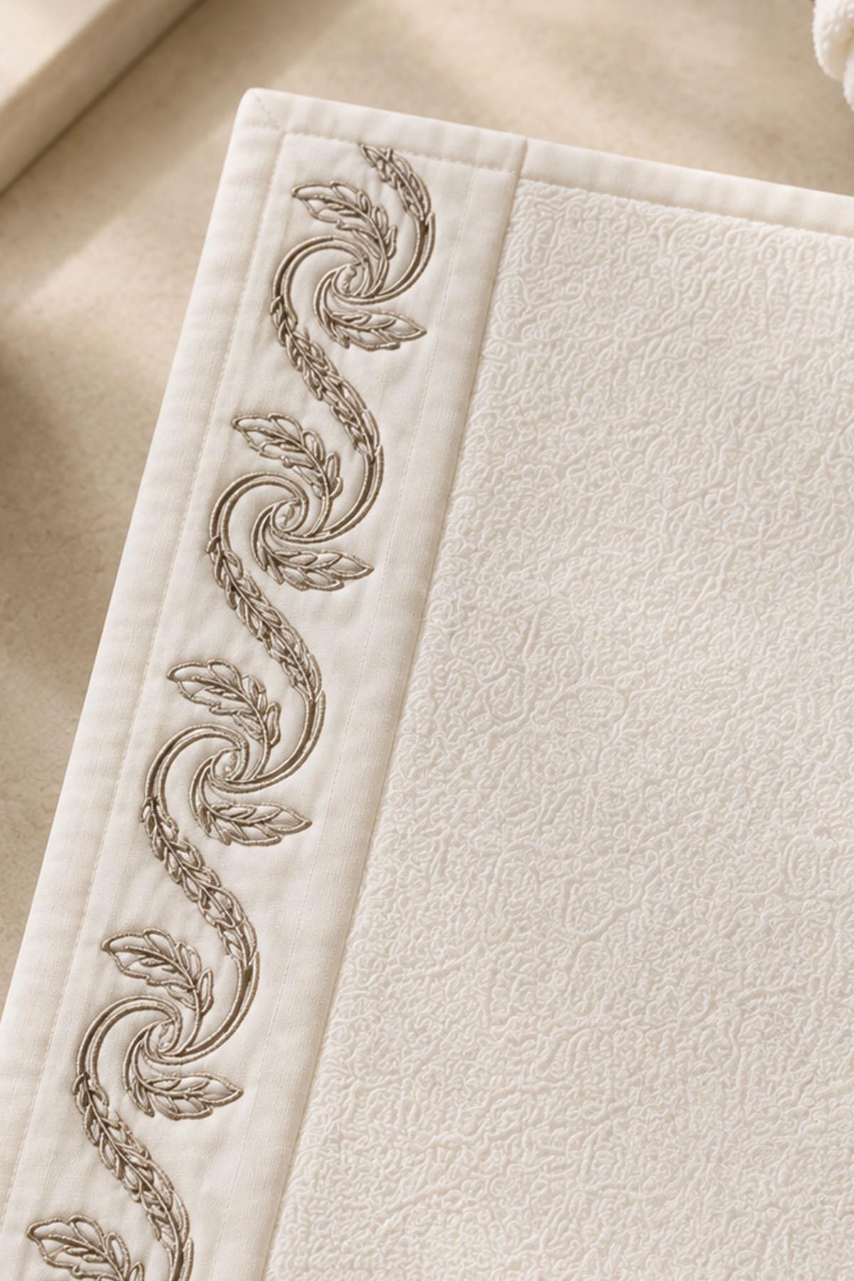 Ensemble de 2 tapis brodés à motif de feuilles en spirale latine (60 x 100 cm)