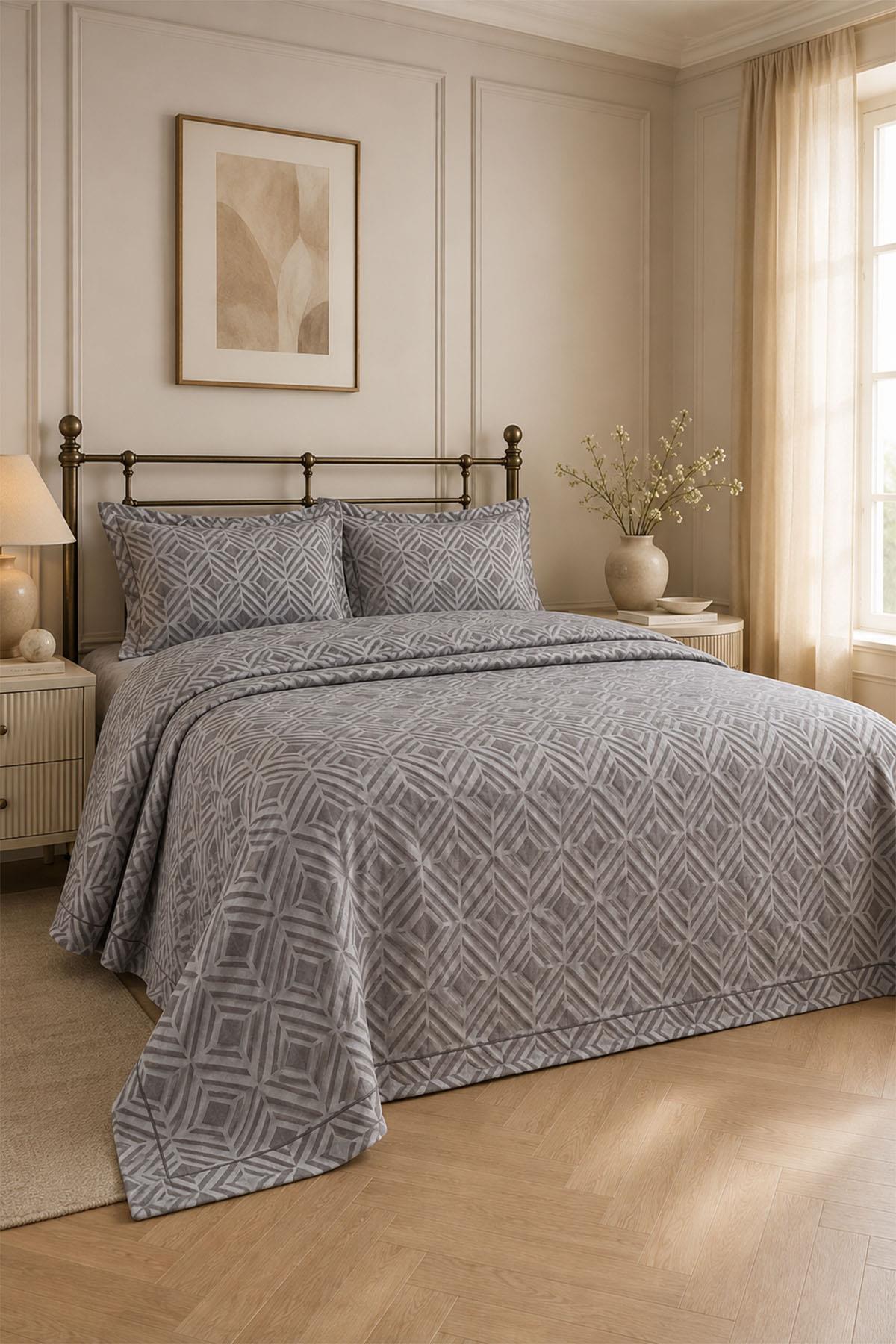 Couvre-lit double jacquard à motif géométrique Malta