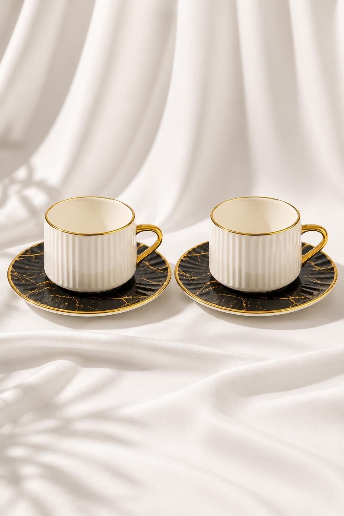 Midnight Vien 24K Gold Plated 2-Piece Premium Coffee Cup Set