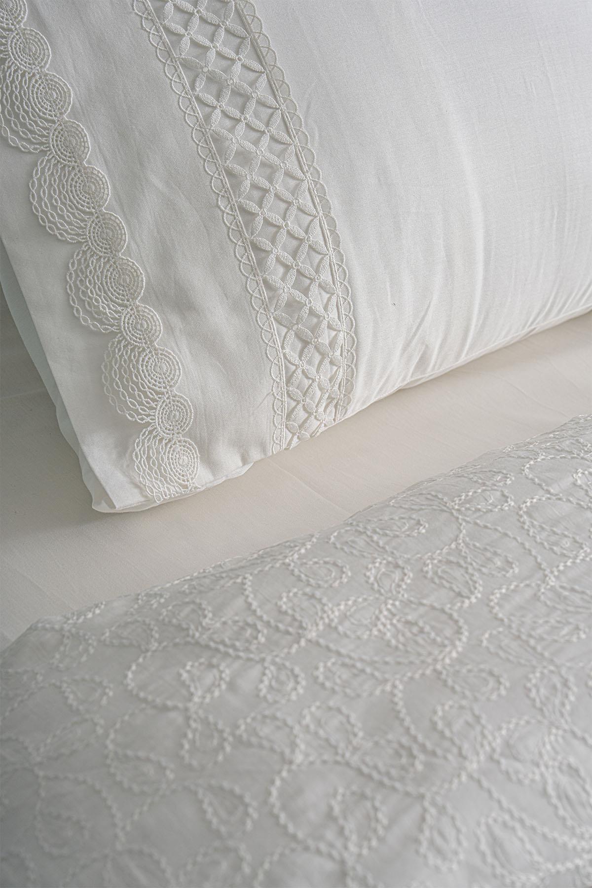 Ensemble de housse de couette 6 pièces en satin de coton brodé Queen, taille King