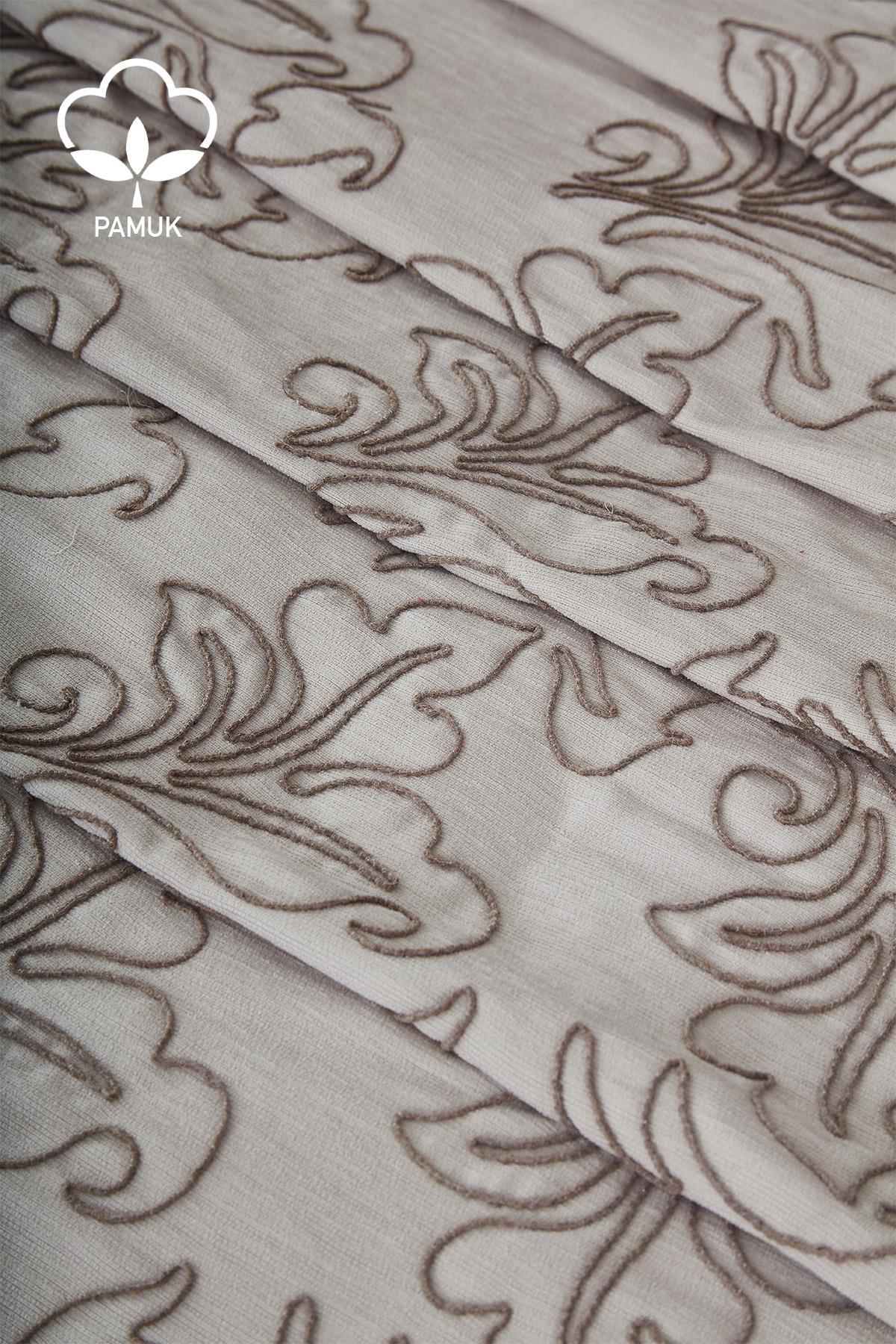 Ensemble de linge de lit 9 pièces Ribera avec broderies, comprenant housse de couette et couvre-lit pour lit double - Nazik Home - De la valeur pour mon foyer !