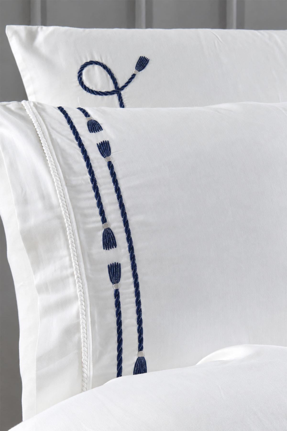 Ensemble de housse de couette 6 pièces Rom en satin de coton brodé, taille super king.