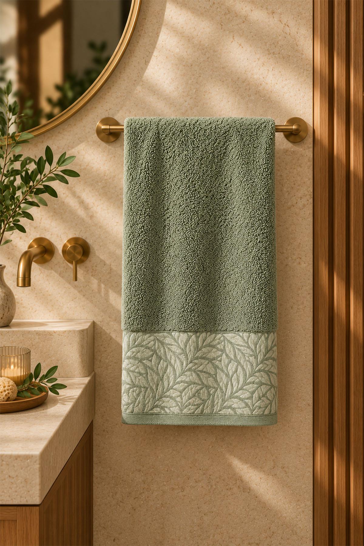 Sage Leaf Pattern Bath Towel (90 x 150 cm)