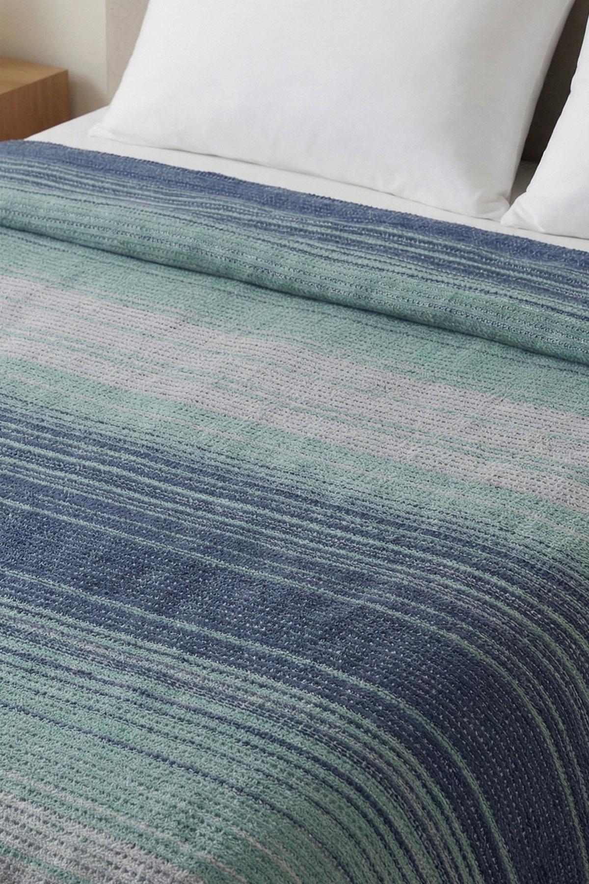 Couverture double à rayures tendance (180 x 220 cm)